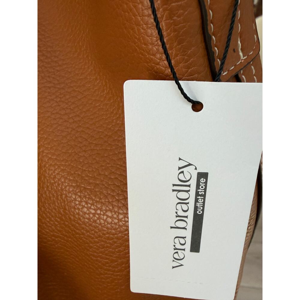 Vera Bradley Slouchy Bucket Shoulder Bag Roasted Pecan Faux Leather NWT Flaw - Picture 10 of 10
